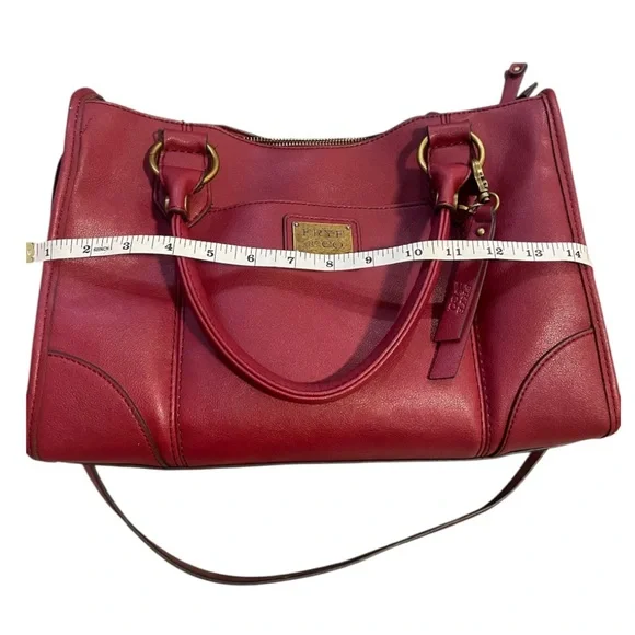 FRYE AND CO Red Satchel with Structured Design and Versatile Straps - Picture 8 of 10